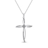 Thumbnail Image 1 of Multi-Diamond Split Cross Necklace 1/4 ct tw 10K White Gold 18&quot;