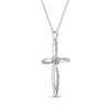 Thumbnail Image 2 of Multi-Diamond Split Cross Necklace 1/4 ct tw 10K White Gold 18&quot;