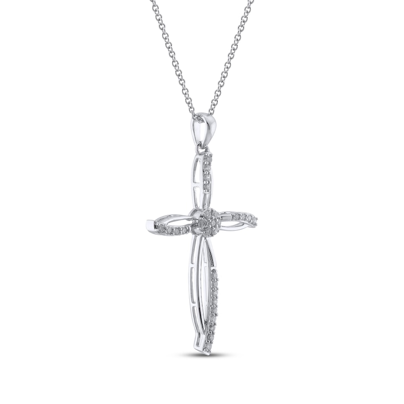 Main Image 2 of Multi-Diamond Split Cross Necklace 1/4 ct tw 10K White Gold 18&quot;