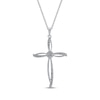 Thumbnail Image 3 of Multi-Diamond Split Cross Necklace 1/4 ct tw 10K White Gold 18&quot;