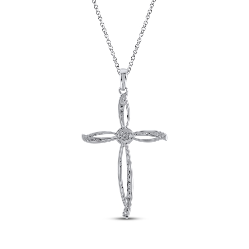 Main Image 3 of Multi-Diamond Split Cross Necklace 1/4 ct tw 10K White Gold 18&quot;