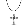 Thumbnail Image 1 of Ink & Ice Men's Black Diamond Wrap Cross Necklace 1/8 ct tw Black Rhodium-Plated Sterling Silver 22&quot;