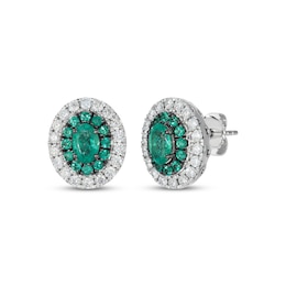 Le Vian Vault Oval-Cut Emerald Earrings 3/4 ct tw Diamonds Platinum