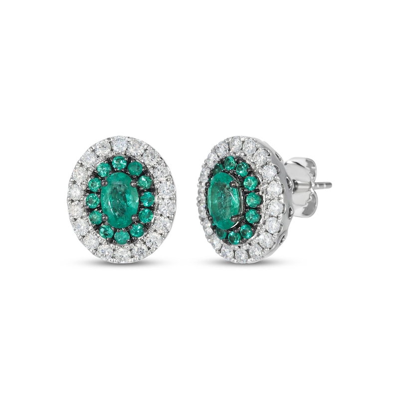 Main Image 1 of Le Vian Vault Oval-Cut Emerald Earrings 3/4 ct tw Diamonds Platinum