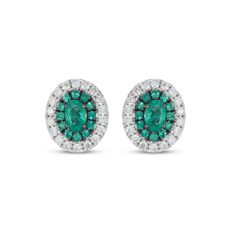 Main Image 2 of Le Vian Vault Oval-Cut Emerald Earrings 3/4 ct tw Diamonds Platinum