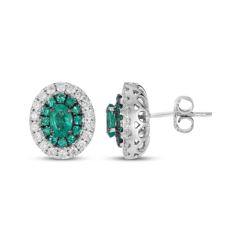 Main Image 3 of Le Vian Vault Oval-Cut Emerald Earrings 3/4 ct tw Diamonds Platinum