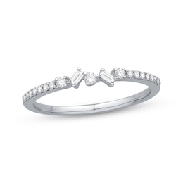 Now + Forever Baguette & Round-Cut Diamond Scatter Anniversary Ring 1/6 ct tw 10K White Gold