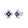 Thumbnail Image 1 of Amethyst & White Lab-Created Sapphire Clover Earrings Sterling Silver