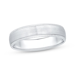 Now + Forever Men's Milgrain Wedding Band 10K White Gold 5mm