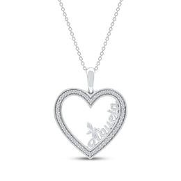 Diamond &quot;Abuela&quot; Heart Necklace 1/6 ct tw 10K White Gold 18&quot;