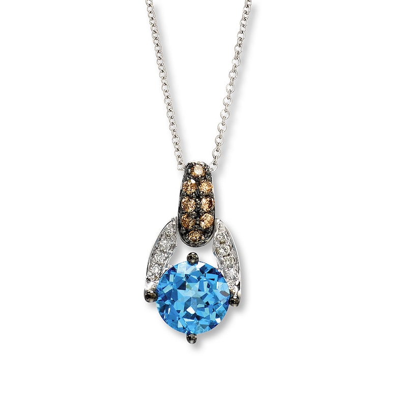 Main Image 1 of Le Vian Blue Topaz Necklace 1/5 ct tw Diamonds 14K Vanilla Gold