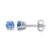 Thumbnail Image 1 of Blue Topaz Earrings Round-cut 14K White Gold