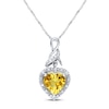 Thumbnail Image 1 of Citrine Heart Necklace 1/20 ct tw Diamonds Sterling Silver