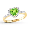 Thumbnail Image 1 of Peridot Heart Ring 1/10 ct tw Diamonds 10K Yellow Gold