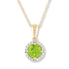 Thumbnail Image 1 of Peridot Necklace 1/15 ct tw Diamonds 10K Yellow Gold