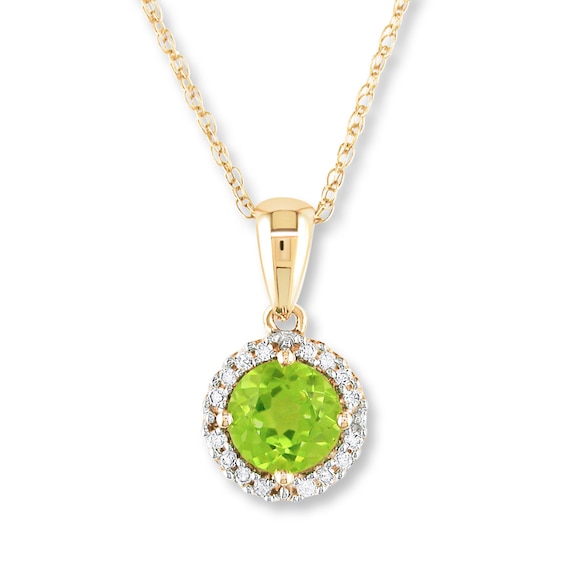 Peridot Necklace 1/15 ct tw Diamonds 10K Yellow Gold | Kay