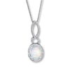 Thumbnail Image 1 of Lab-Created Opal Necklace Diamond Accents Sterling Silver