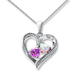 Heart Necklace Lab-Created Pink Sapphire Sterling Silver