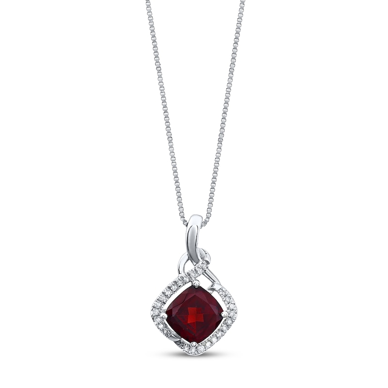 Garnet Necklace 1/10 ct tw Diamonds Sterling Silver | Kay