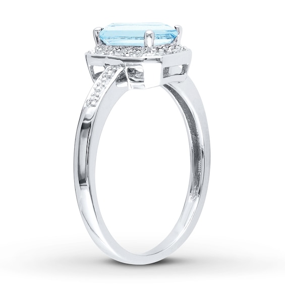 Aquamarine Ring 1/20 ct tw Diamonds 10K White Gold | Womens Rings ...