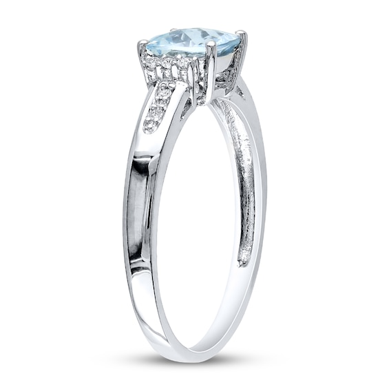 Aquamarine Ring 1/20 ct tw Diamonds Sterling Silver | Kay