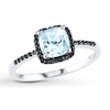 Thumbnail Image 1 of Aquamarine Ring 1/8 ct tw Black Diamonds 10K White Gold