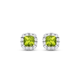 Peridot Earrings Lab-Created Sapphires Sterling Silver