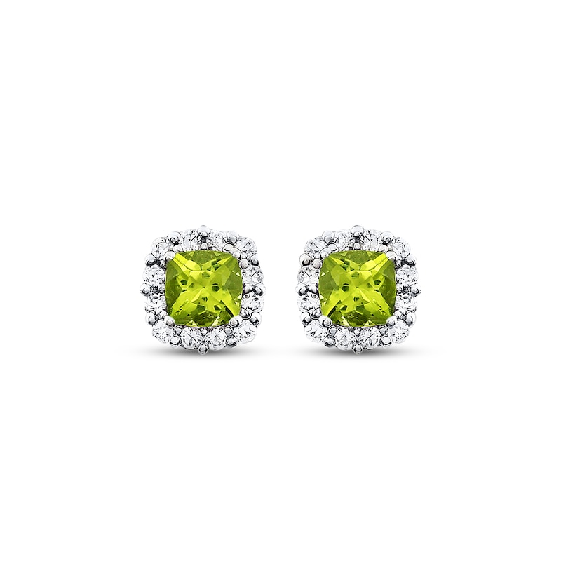 Main Image 1 of Peridot Earrings Lab-Created Sapphires Sterling Silver