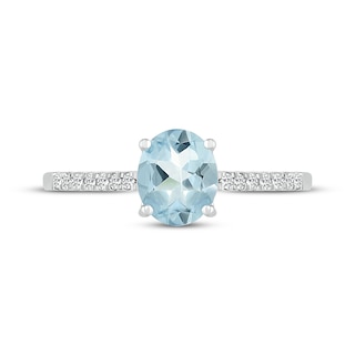 Aquamarine Ring 1/15 ct tw Diamonds Sterling Silver | Kay