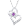 Thumbnail Image 1 of Amethyst Heart Necklace 1/15 ct tw Diamonds Sterling Silver