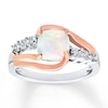 Thumbnail Image 0 of Lab-Created Opal Ring Diamond Accents Sterling Silver/10K Rose Gold