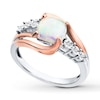 Thumbnail Image 2 of Lab-Created Opal Ring Diamond Accents Sterling Silver/10K Rose Gold