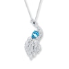 Thumbnail Image 1 of Peacock Necklace Blue & White Topaz Sterling Silver