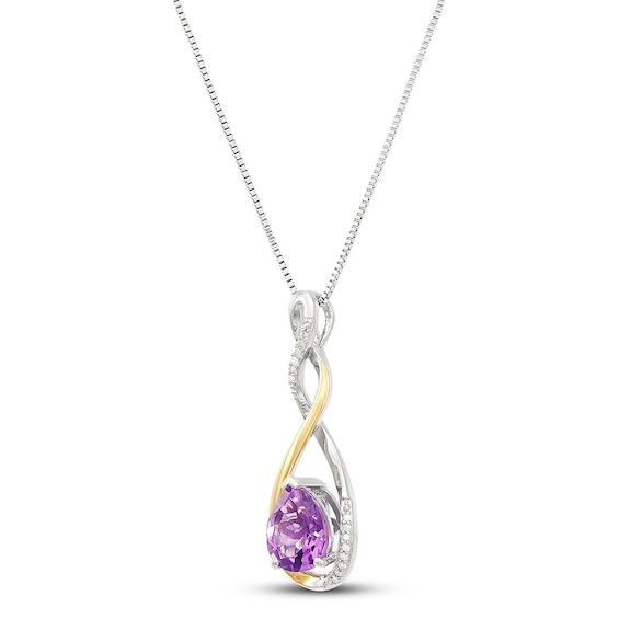 Amethyst Necklace 1/20 ct tw Diamonds Sterling Silver/10K Gold | Kay