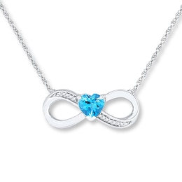 Infinity Necklace Heart-Shaped Blue Topaz Sterling Silver