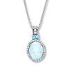 Thumbnail Image 1 of Lab-Created Opal & Sapphire Necklace With Topaz Sterling Silver