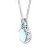 Thumbnail Image 3 of Lab-Created Opal & Sapphire Necklace With Topaz Sterling Silver