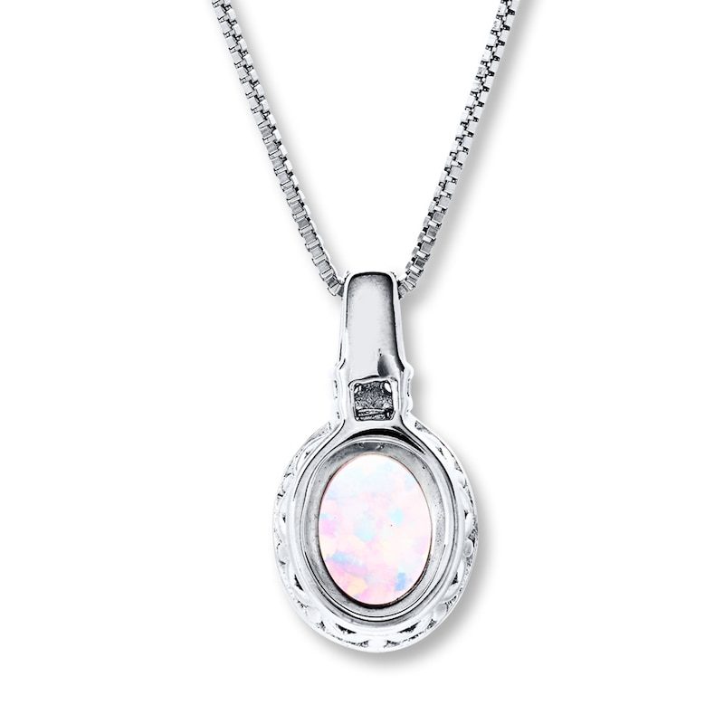 Brilliance Fine Jewelry 925 Sterling Silver Oval Lab Created Opal, Pink  Sapphire and White Sapphire Pendant, 18 Chain