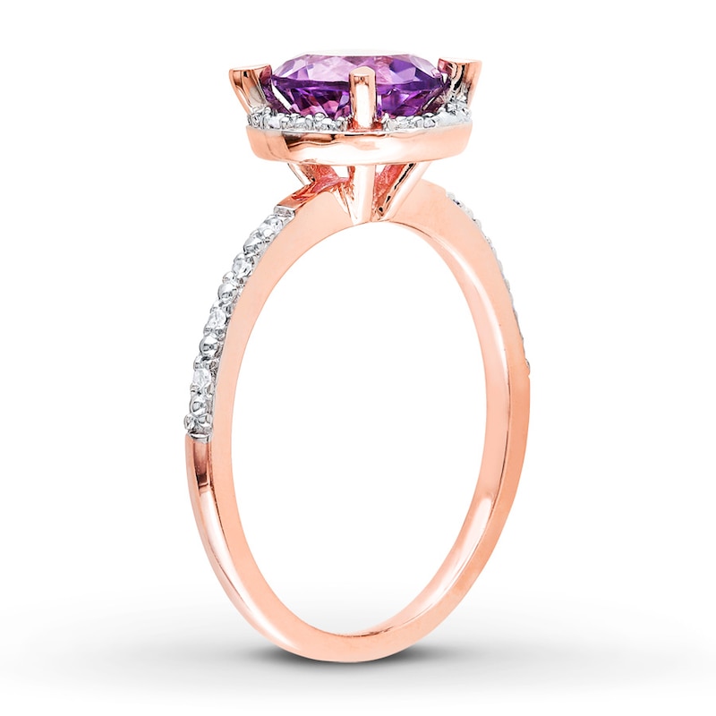 Amethyst Ring 1/20 ct tw Diamonds 10K Rose Gold | Kay