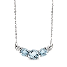 Aquamarine Necklace Diamond Accents 10K White Gold