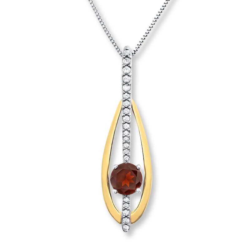 Main Image 1 of Garnet & Topaz Necklace Sterling Silver/10K Yellow Gold