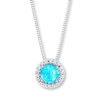 Thumbnail Image 1 of Lab-Created Blue Opal Necklace Sterling Silver