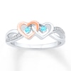 Thumbnail Image 1 of Heart Ring Blue Topaz & Diamonds Sterling Silver/10K Gold