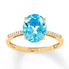 Thumbnail Image 1 of Blue Topaz Ring Diamonds 10K Yellow Gold