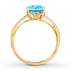 Thumbnail Image 2 of Blue Topaz Ring Diamonds 10K Yellow Gold