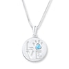 Thumbnail Image 1 of Pet Love Paw Print Necklace Blue Topaz Sterling Silver