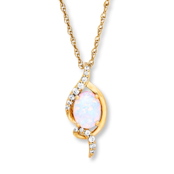 Lab-Created Opal Necklace Lab-Created Sapphires 10K Yellow Gold | Kay