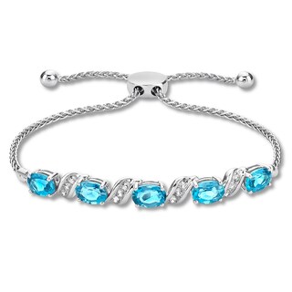 Blue Topaz Bolo Bracelet Lab-Created Sapphires Sterling Silver | Kay