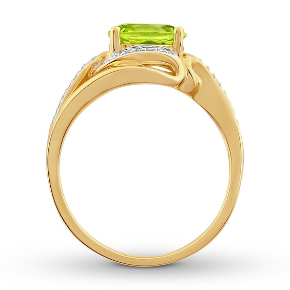 Peridot Ring 1/10 ct tw Diamonds 10K Yellow Gold | Kay