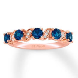 Le Vian Blue Topaz Ring with Diamonds 14K Strawberry Gold